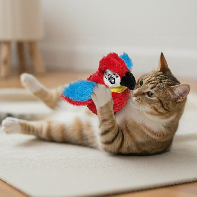 MAAH 고양이 사냥 스마트 자동 새 장난감 캣닢동봉 [KC인증], 1개, 앵무새, CST-13