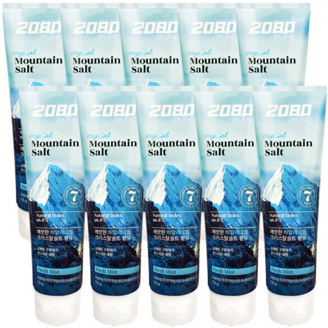 2080 퓨어 마운틴 솔트 치약 크리스탈민트향, 120g, 1