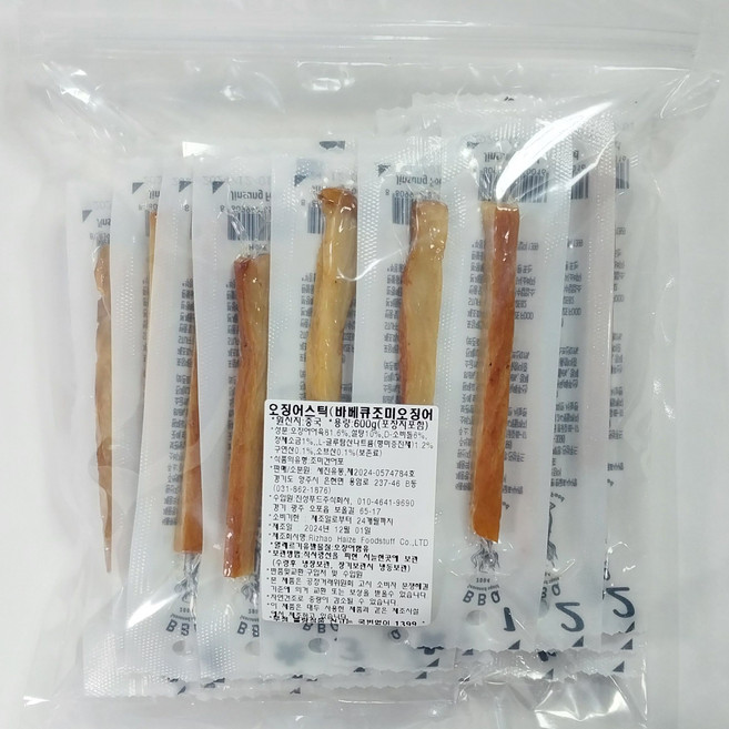 세진유통 오징어스틱 600g (봉투포함) 개별포장 개별표기사항 진성푸드, 1개
