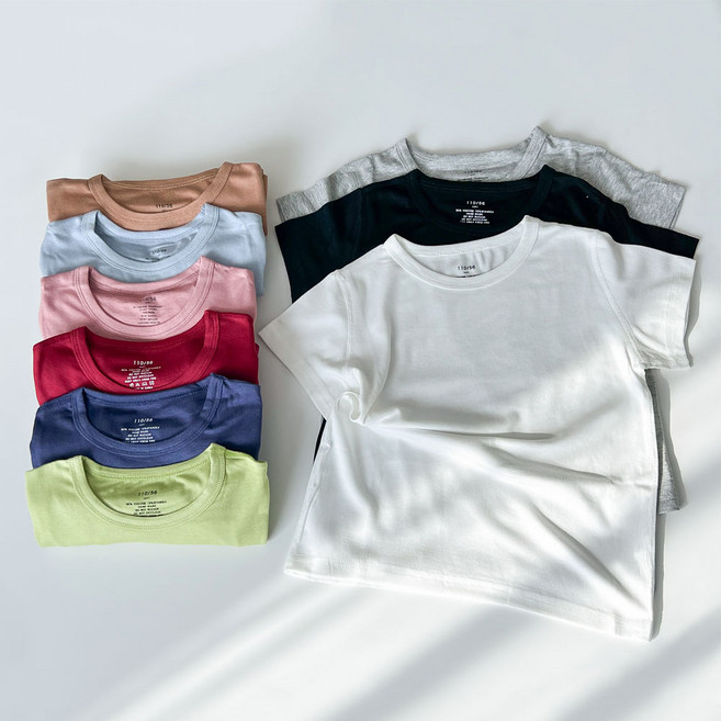 아기 반팔 티셔츠 여름 라운드 무지 이너 기본 흰 티 여아 남아 유아 상의 옷 쿨 면티