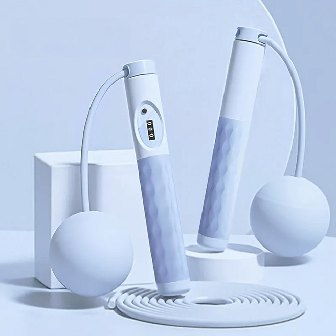 줄없는 카운팅 줄넘기 실내 무소음 줄넘기 홈트 다이어트 유산소 운동기구 웨이트볼 세트, 1세트, 블루