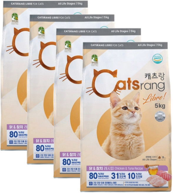 캐츠랑 전연령 비타플러스 건식사료, 면역/항산화, 5kg, 4개