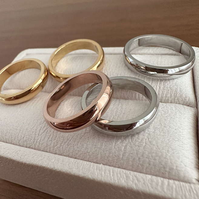 르부포유 써지컬스틸 4mm 볼드 민자 가락지 반지 3color