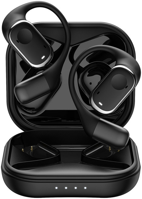 골전도보청기 음성 증폭기 블루투스 보청기 오픈 이어 5.3 헤드폰 ANC 노이즈 캔슬링 이어폰 고음질 사운드 베이스 OWS 무선 이어버드 아이폰 샤오미, [01] Black, 1개