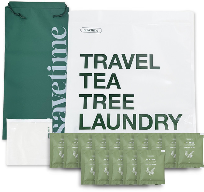 세이브타임 여행용 티트리 세탁 KIT (세탁기 1개+티트리 세제 15개) 캠핑 휴가 휴대용 세탁 간편빨래, 15개, 25ml, 세탁기 1개+티트리세제 1개