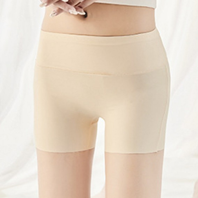 冰絲安全褲 防止摩擦透氣舒適 高腰無痕內搭褲 女生四角褲, 膚色