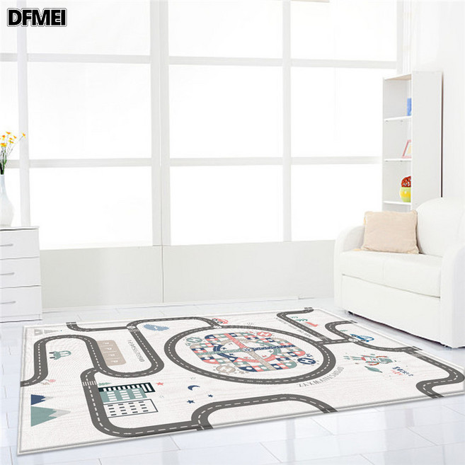 DFMEI 雙面爬行墊 家用客廳遊戲墊加厚可摺疊爬爬墊, 【飛行棋遊戲墊】180*120*0.3CM