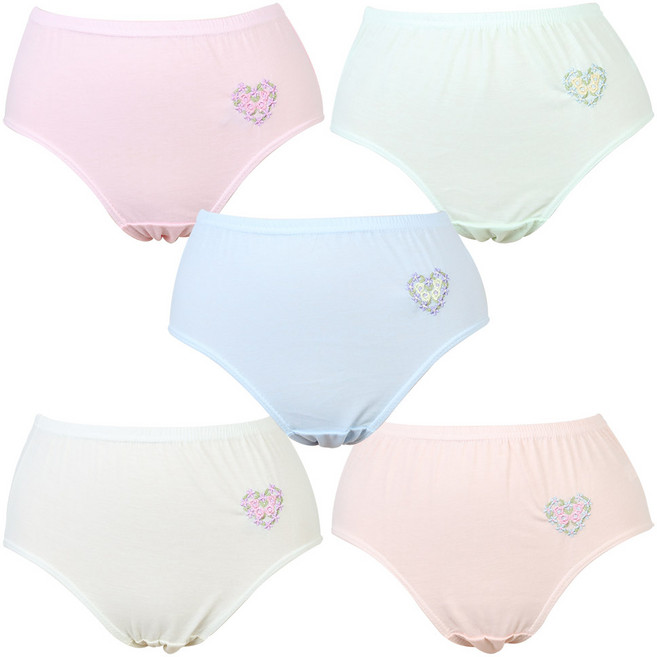 여성용 면스판 자수 맥시 삼각팬티 5매입 세트