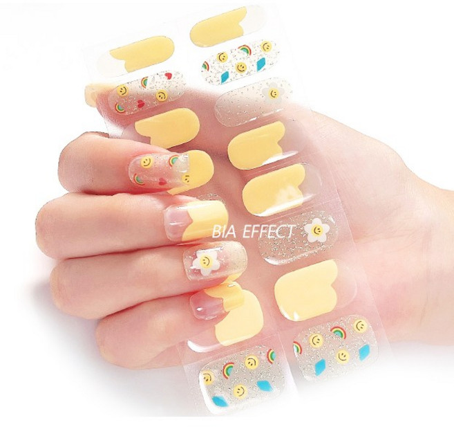 [붙이고 굽는 반경화 셀프젤네일] 비아이펙트 알로하 리얼 젤네일 스티커 16피스x2장=32피스 / 마일드컬렉션 시리즈 (믹스앤매치), 0134 스마일가든