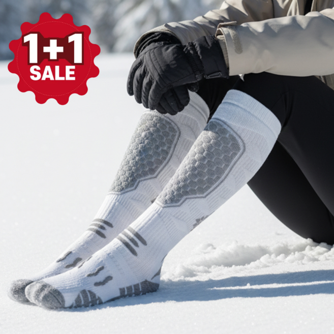 슬리안 겨울 스포츠 방한 등산 스노우보드 스키 양말, 2개, 화이트