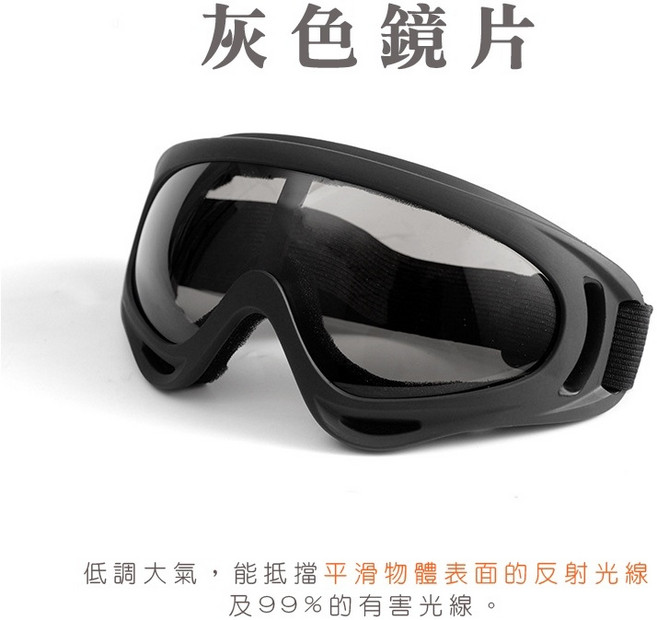 自行車防風護目鏡 X400, 灰色, 1個