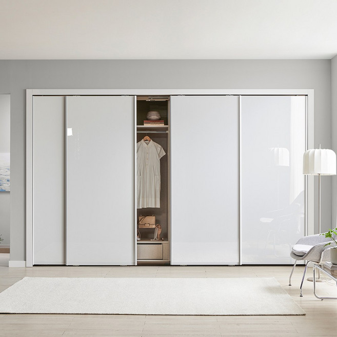 보루네오 샤인 슬라이딩 붙박이장 하이그로시 390cm 13자, 화이트 390cm
