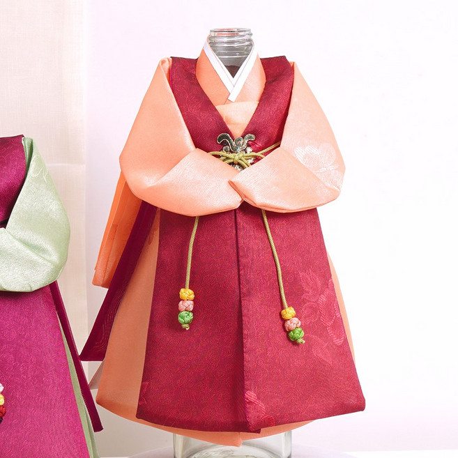 인테리어 소품 외국인선물 전통 남녀 한복 미니어처 신랑 신부 오브제 와인커버, HM04-AP(주황)