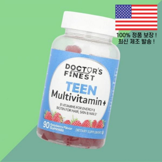 닥터스 파이니스트 년용 종합비타민 멀티비타민 젤리 구미 라즈베리 90젤리 Doctor's Finest Teen Multivitamin Gummies Raspberry 90