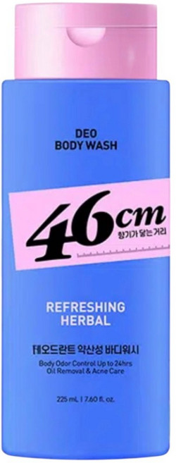 46cm 체취솔루션 데오드란트 바디워시 리프레싱 허벌향, 225ml, 3개