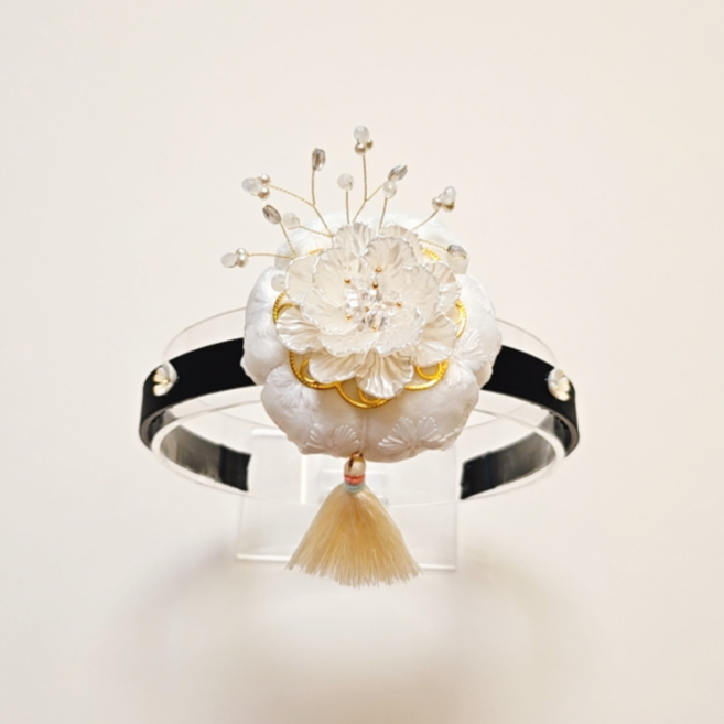 BEEU 비유 호박 자개꽃 한복머리띠 & 한복 비단댕기 / 명절 설 추석 돌잔치 결혼식 예식 국악 여성 여아 성인 한복 머리띠 족두리 머리장식 헤어장식 헤어악세사리 헤어액세서리