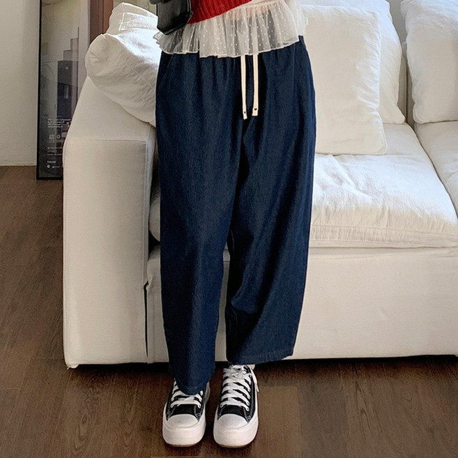 마리끄 여성 스트릿 밴딩 데님배기팬츠