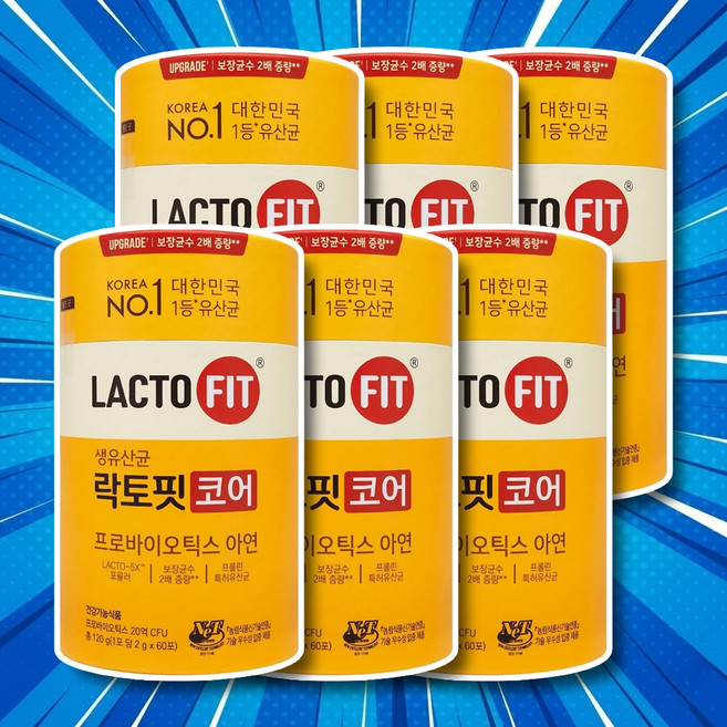 락토핏 코어 생유산균 프로바이오틱스 아연 60포 6통 12개월분, 6개, 60회분