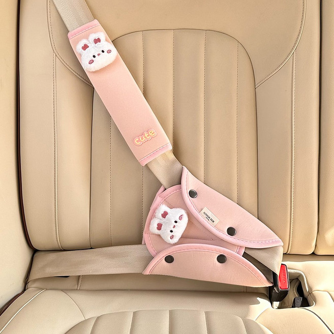 베베몽드 차량용 안전벨트 커버 세트 목쓸림방지, 1개, 쾌적핑크