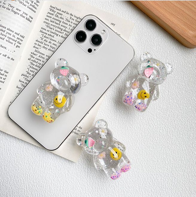 오로라 베어 아크릴레진 핸드폰 거치대 스마트톡, 1개, 3.딸기핑크