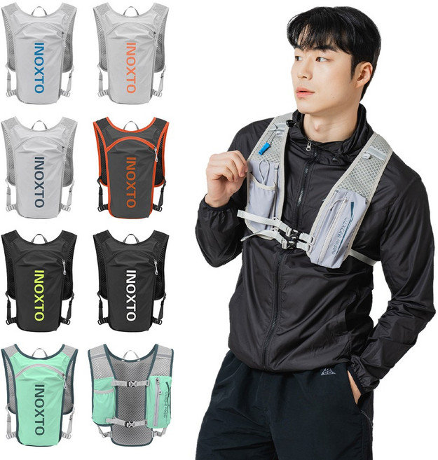 밀스펙 초경량 트레일러닝 조끼 베스트 등산가방 아웃도어 백팩 트래킹 마라톤, 블랙 화이트, 1개