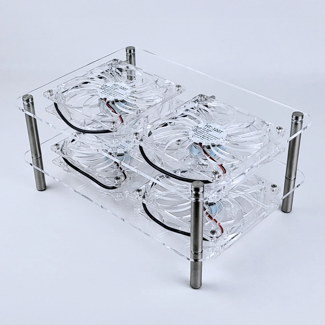 홈앤툴즈 미니피씨 공유기 저소음 120mm USB 쿨링팬 쿨러 (듀얼베이직 2단), 투명