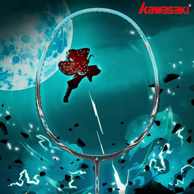 가와사키 배드민턴라켓 패션 P25 선수용 가벼운 카본 올라운드형 배드민턴채 스트링(줄)포함, 1개, 그린, 패션P25