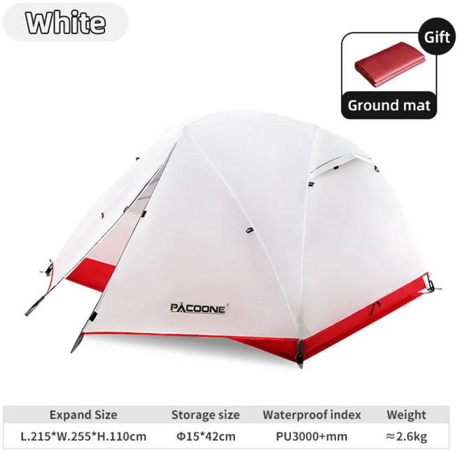 1인용텐트 백패킹1인용 11인용 백패킹2인용 초경량백패킹 경량백패킹 경량 PACOONE 초경량 20D 나일론 캠핑 휴대용 배낭 자전거 방수 야외 도보 여행 해변 새, 흰색