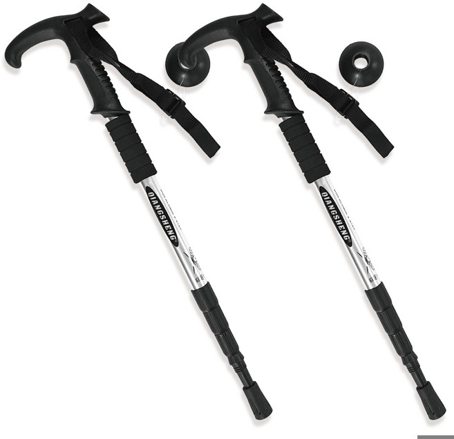 케이아이 에코비 4단 경량 등산스틱, 실버, 2개