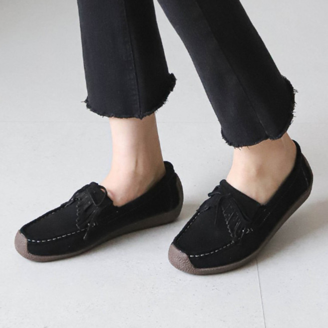 소가죽 프린지 수술 리본 모카신 로퍼 빅사이즈까지 2.5cm