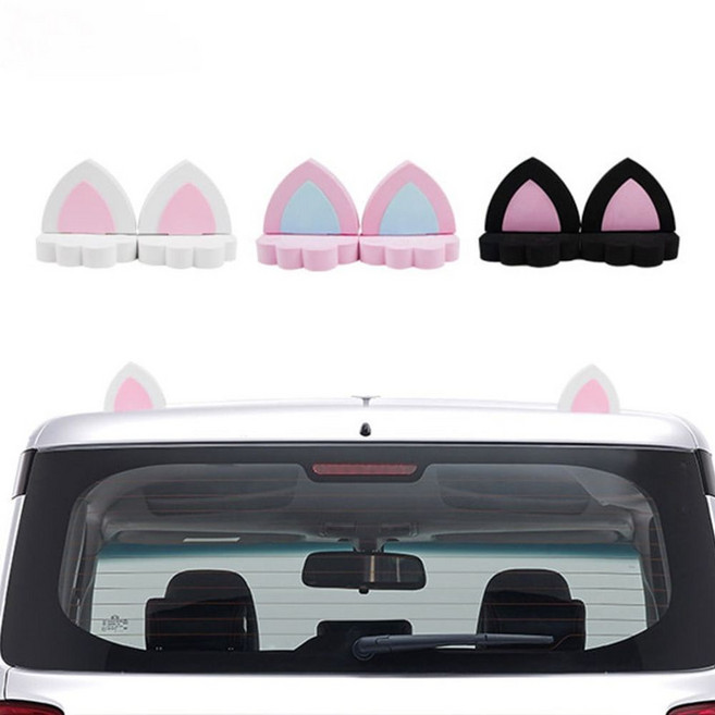 D24 차량용 입체스티커 고양이귀 장식품 지붕장식 3D ero*447kJ, 핑크, 1개