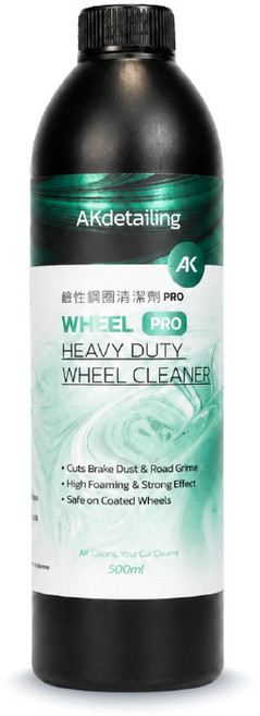 AKdetailing 鹼性鋼圈清潔劑 Pro 高泡沫強效去除剎車粉 適用塗層輪圈, 1個, 500毫升, 500ml