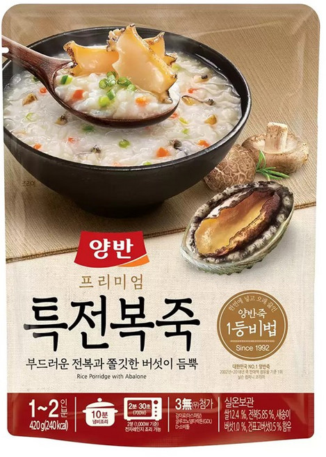 양반 프리미엄 특전복죽 422.5G X 4, 1개