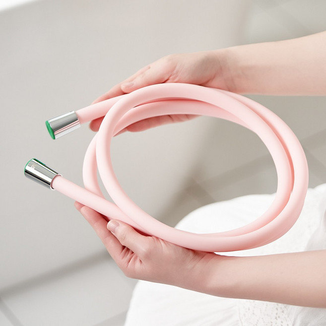 아토퓨어 식품등급 실리콘 샤워호스 고급형 물때방지 줄꼬임방지, 블러쉬핑크, 2m