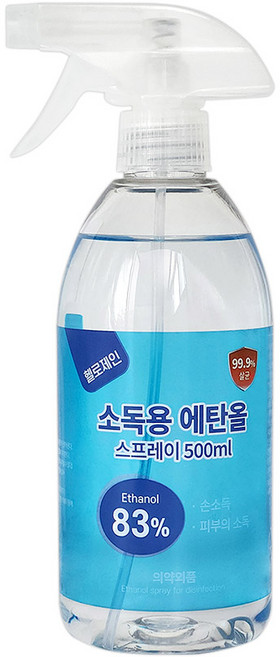 헬로제인 소독용 에탄올 83% 스프레이 500ml 국내생산, 1개