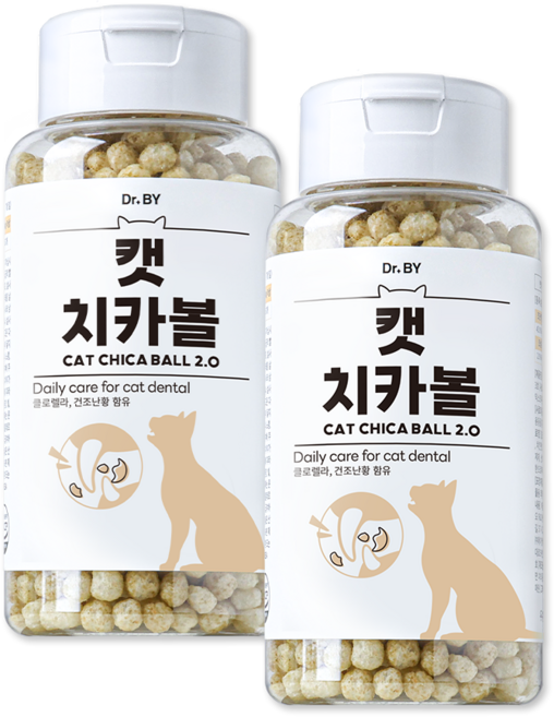 닥터바이 캣치카볼 고양이 구강 간식 치태 관리, 2세트, 30g, 우유