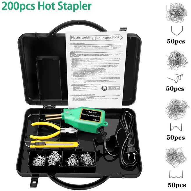 핫스테이플러 플라스틱 용접기 히트건 납땜 다리미 전기 자동차 범퍼 수리 도구, 09 Green-Box