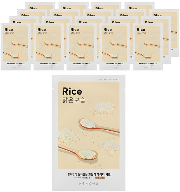 미샤 에어리 밀착 시트 마스크 쌀, 1개입, 20개