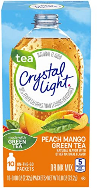 크리스탈 라이트 온더고 피치 망고 그린 티 10개입 Crystal Light On The Go Peach Mango Green Tea 10 CT, 36.29g, 1개
