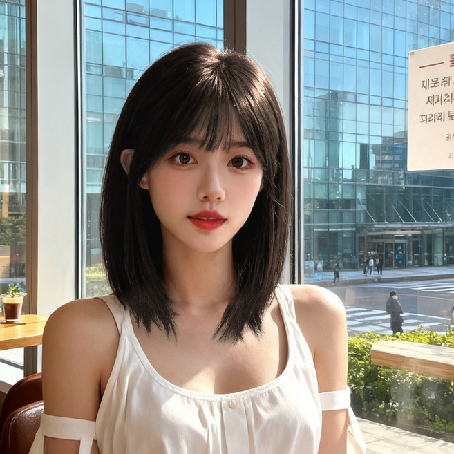 지비킹 100% 인모 수제 전체가발 긴 가발 40CM 항암가발, 1개, 브라운