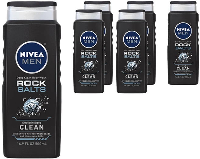 니베아 남성용 딥 클린 바디 워시 록 솔트, 6개, 500ml - 쿠팡
