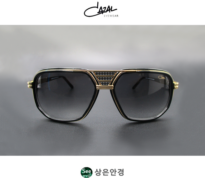 카잘 레전드 CAZAL Legends 666 COL 001 유광 블랙 골드 스퀘어 선글라스