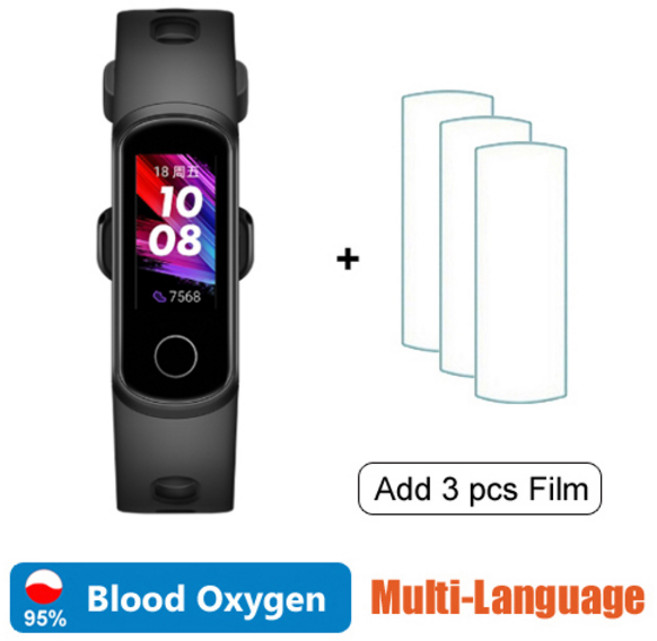 Original Honor Band 5i 스마트 팔찌 명예 스마트 워치 수면 수영 스포츠 트래커 SpO2 Blood Oxygen for xiaomi, 블랙 추가 필름, 블랙 추가 필름
