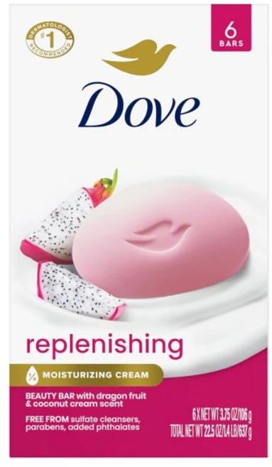 도브 뷰티 바 비누 리밸런싱 화이트 피치 쌀 우유 6개입 영양과 보습 피부를 위한 ¼ 크림 식물성 포뮬러 375온스, 드래곤 프루트 - 쿠팡