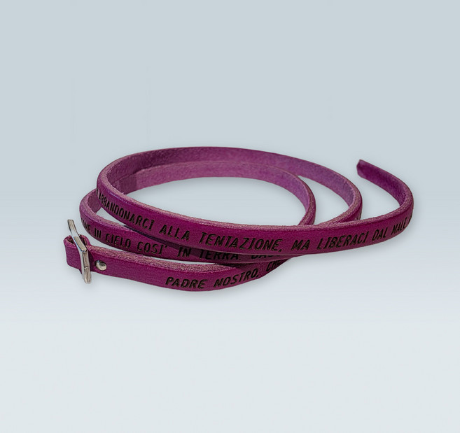 이탈리아 주기도문 각인 가죽팔찌 퍼플, 1개