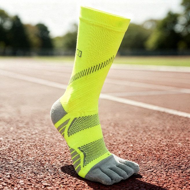 베룽코 웹삭스 패스터 크루 스포츠 마라톤 사이클 러닝 트레킹 골프 발가락 양말, 라임