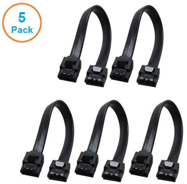 5pcs 10CM SATA 3.0 하드 드라이브 6 기가바이트/초 직렬 데이터 케이블 90 각도 커넥터 6Gbps 디스크 SSD, 02 25CM, 02 Straight-Black
