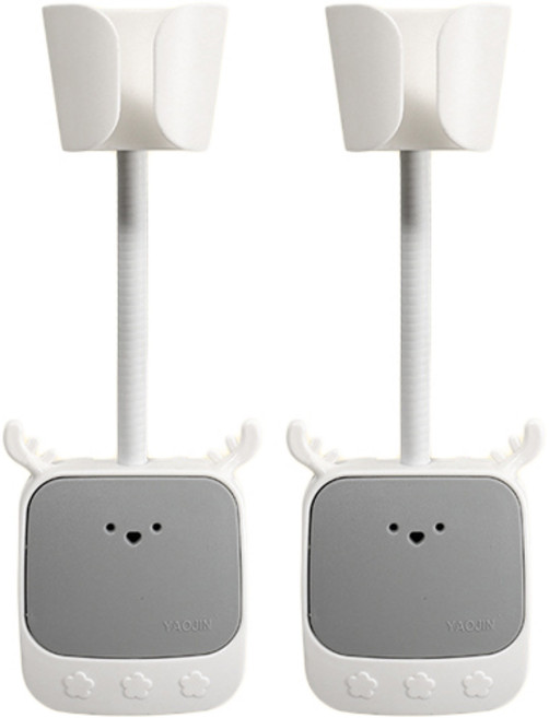 무타공 부착식 사슴 자바라 샤워기 거치대 고정 홀더 걸이 욕실, 2개, 화이트