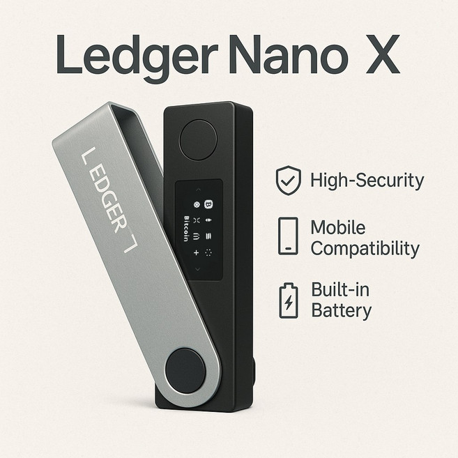 [정품/한국직배송] Ledger Nano X - 보안 콜드월렛 / BTC ETH SOL XRP ADA 지원 / 블루투스 기능 / 해킹 방지 / 랜덤 발송, 1개, 1GB