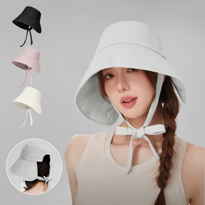 Sherrich 여성 벙거지모자 챙넓은 빅사이즈 UV 자외선차단 모자 버킷햇